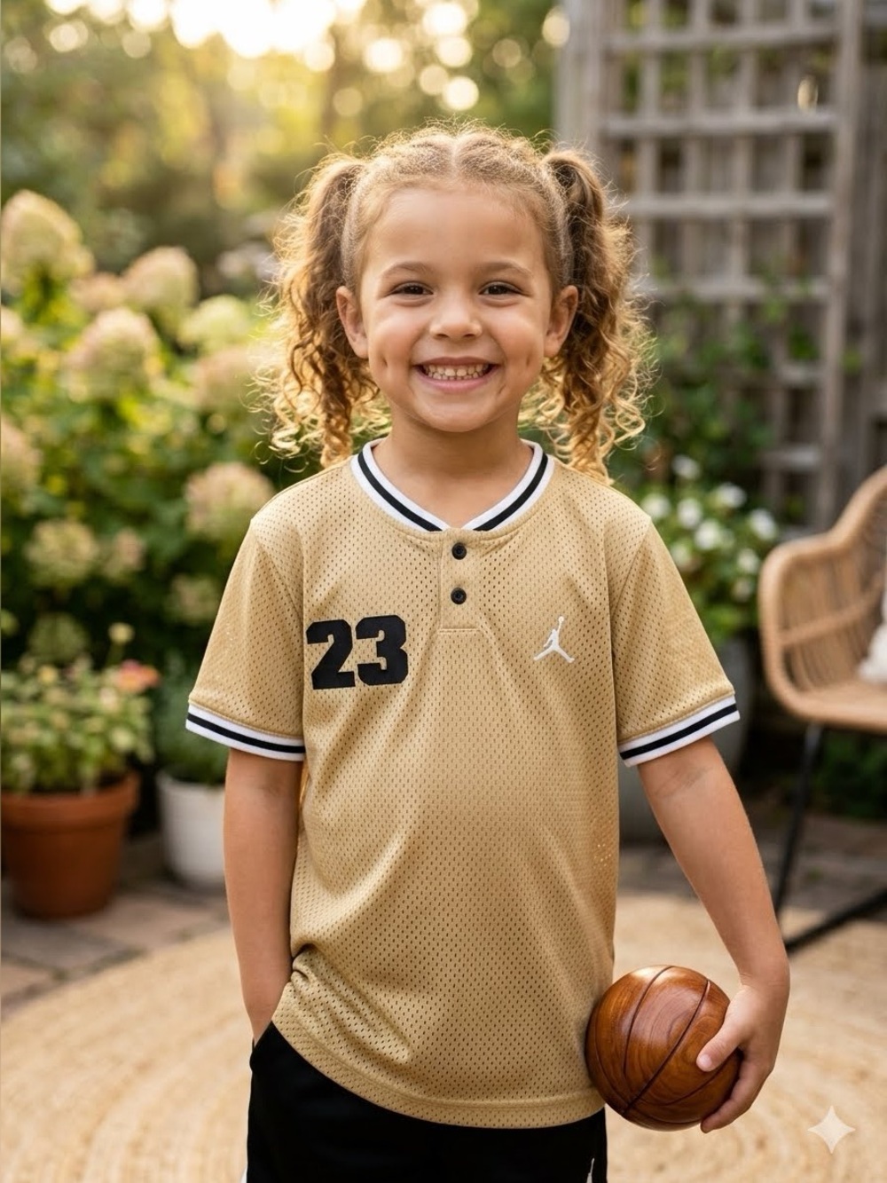 Jordan Big Boys Hemp Beige 23 Champ Mesh Henley Jersey Size Medium NWT